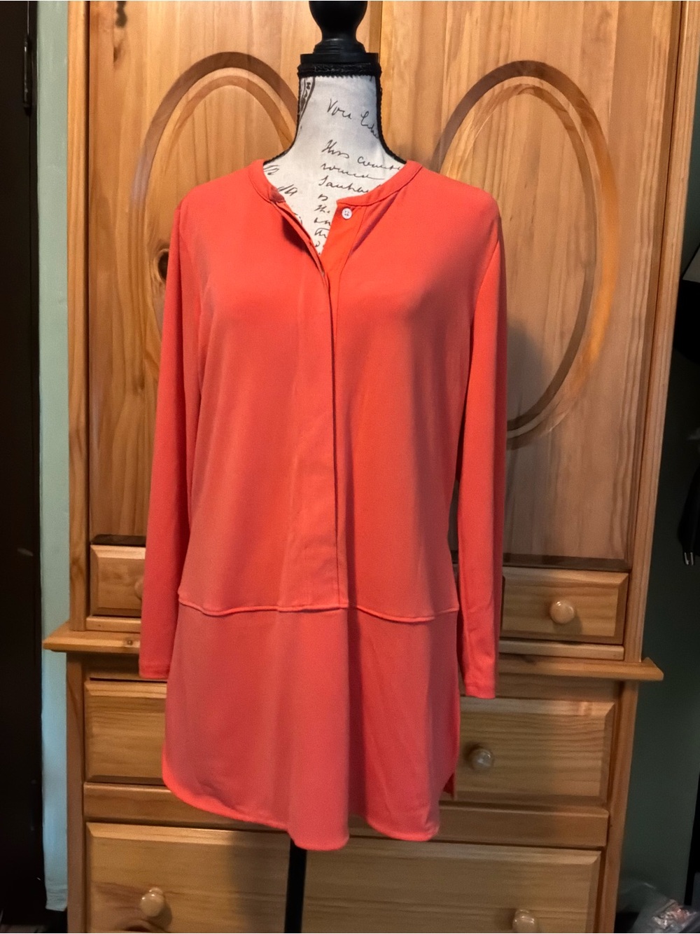 Lauren Ralph Lauren Coral V-Neck Long-Sleeve Tunic